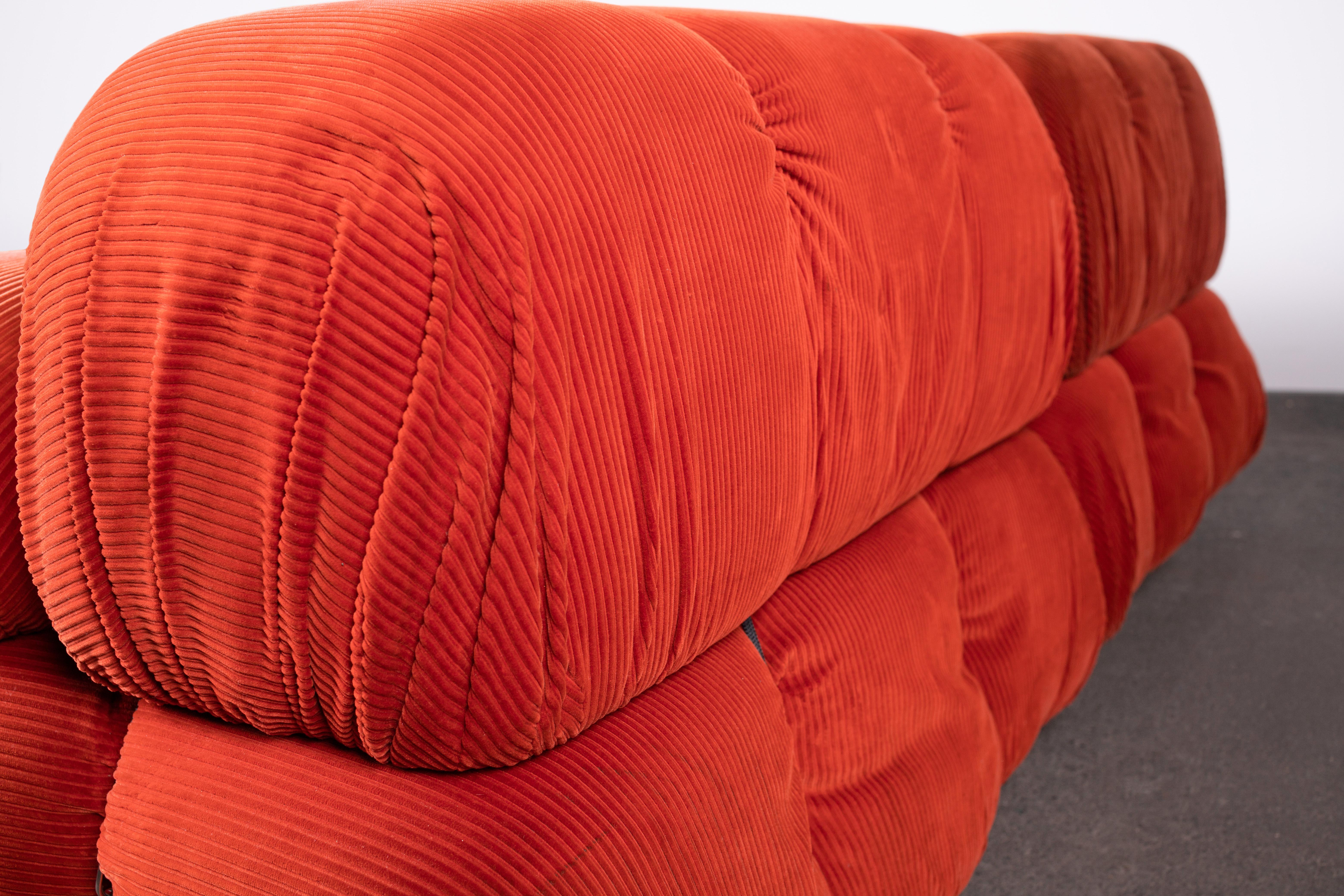 Orange Cord Camaleonda Sofa by Mario Bellini for B&B Italia, Original For Sale 3