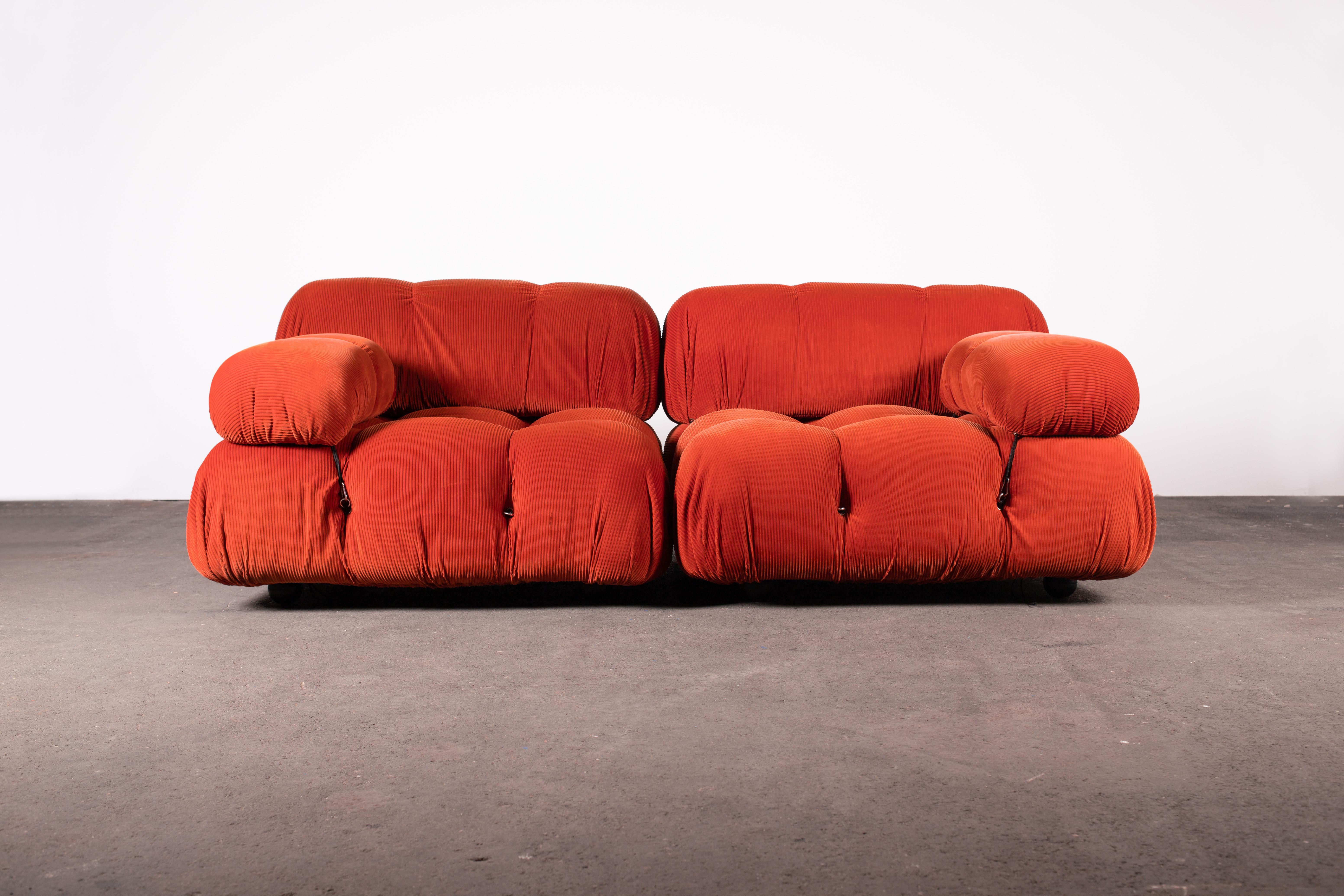 Orange Cord Camaleonda Sofa by Mario Bellini for B&B Italia, Original For Sale 6