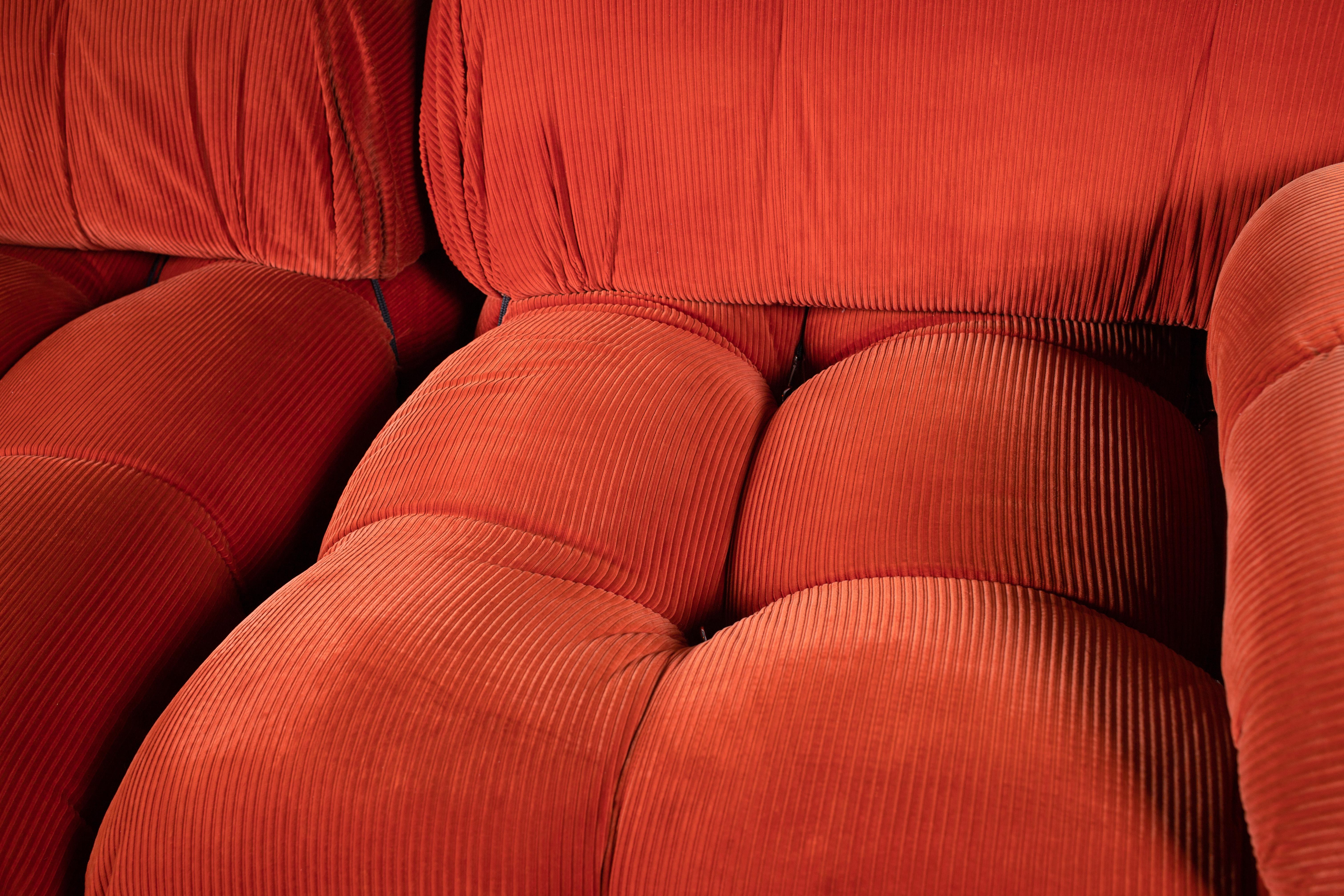Orange Cord Camaleonda Sofa by Mario Bellini for B&B Italia, Original For Sale 9
