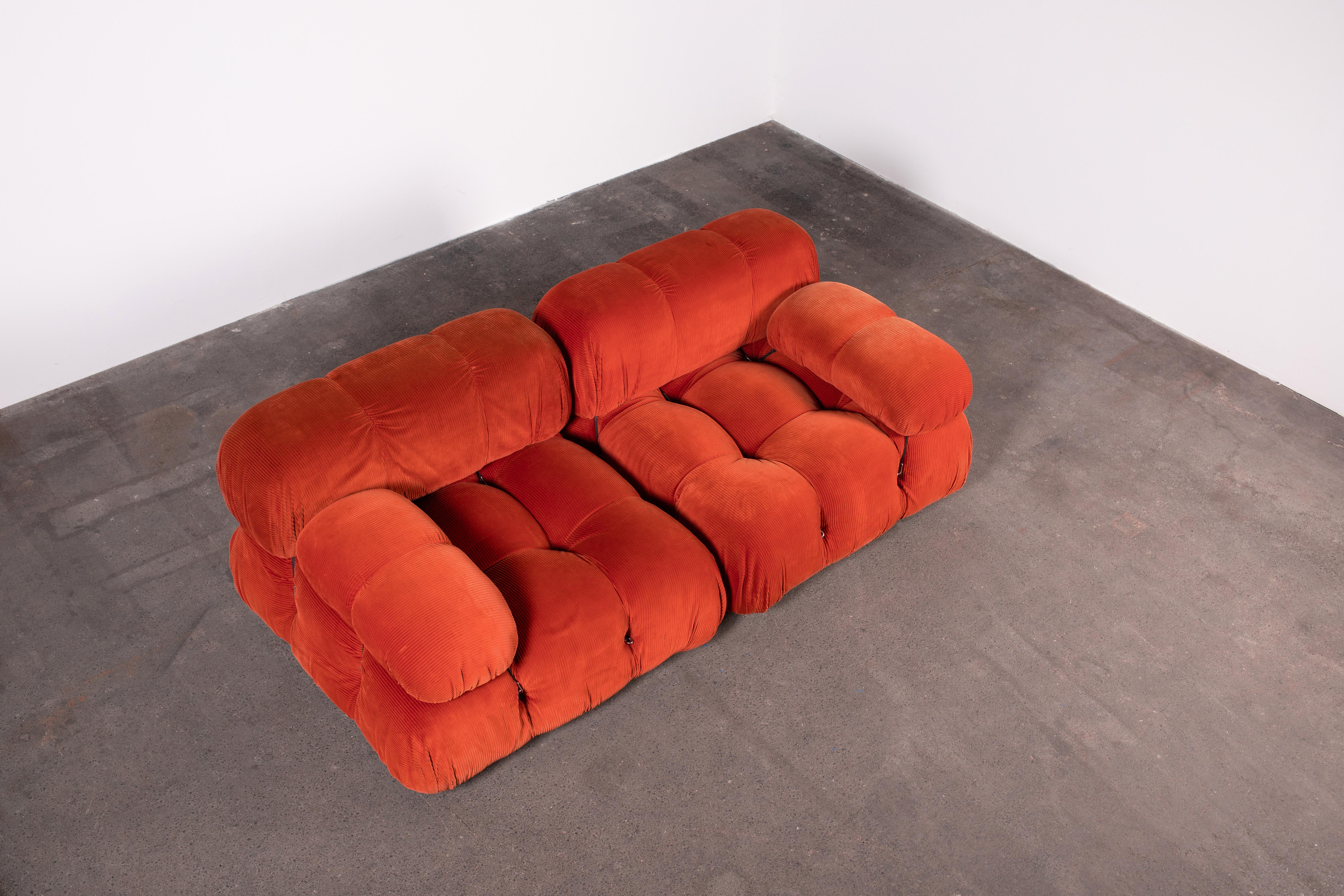 Organic Modern Orange Cord Camaleonda Sofa by Mario Bellini for B&B Italia, Original For Sale