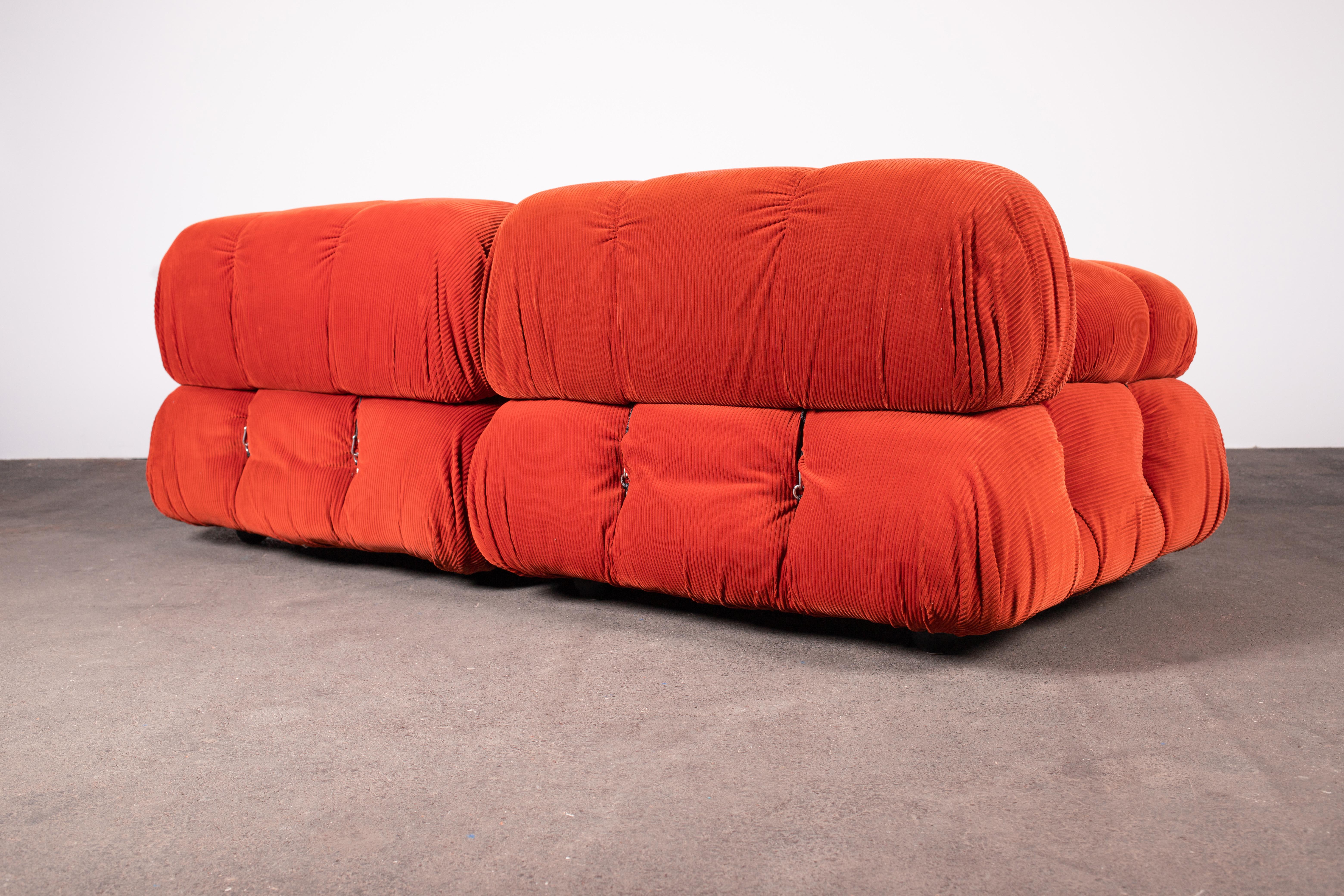 20th Century Orange Cord Camaleonda Sofa by Mario Bellini for B&B Italia, Original For Sale