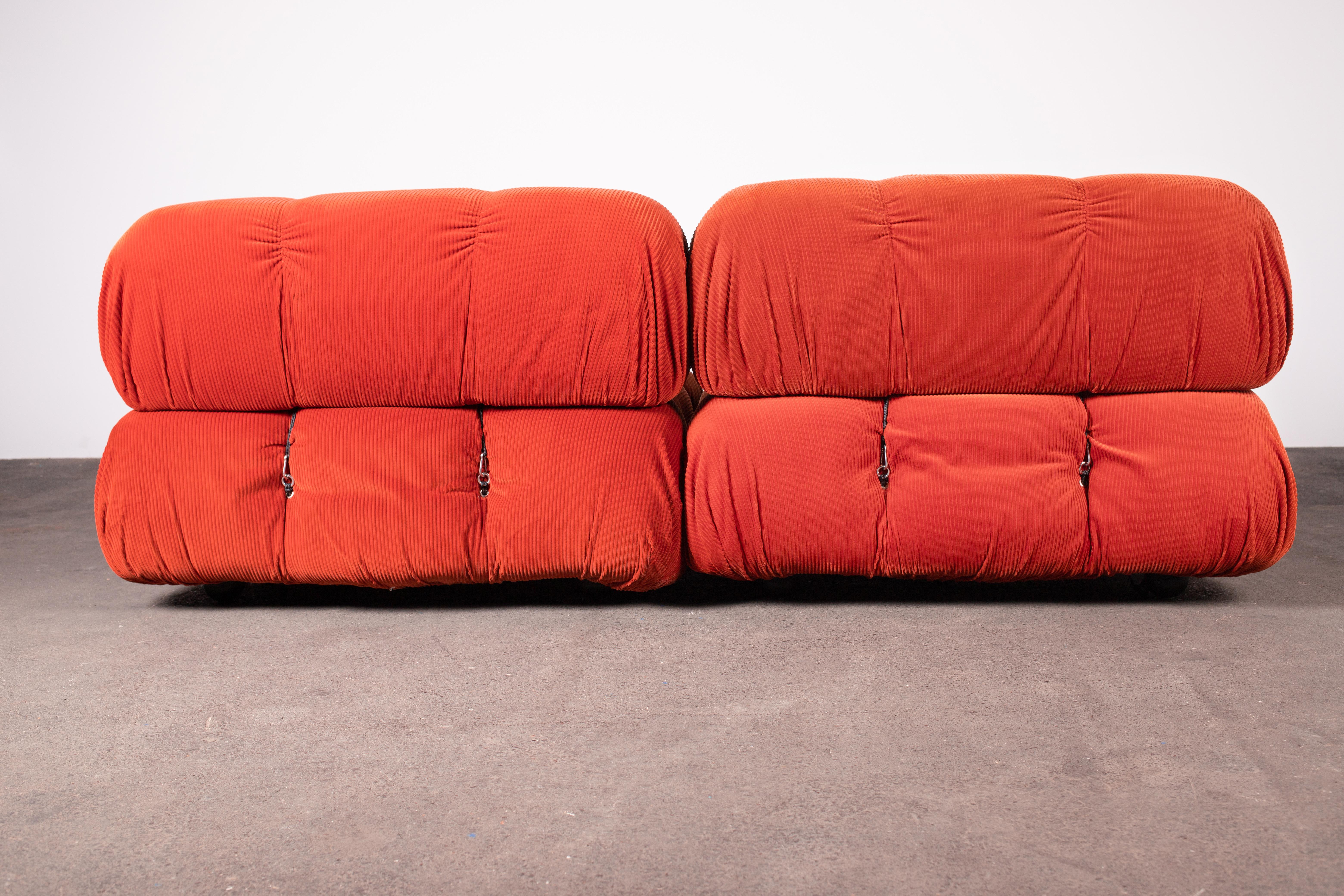 Fabric Orange Cord Camaleonda Sofa by Mario Bellini for B&B Italia, Original For Sale