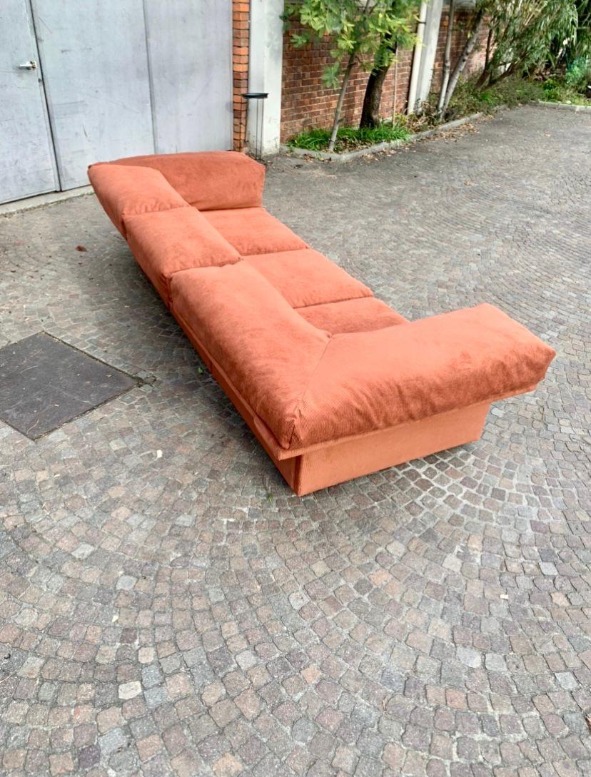 Orange corduroy four-seater sofa, Italy, 1970s  For Sale 10
