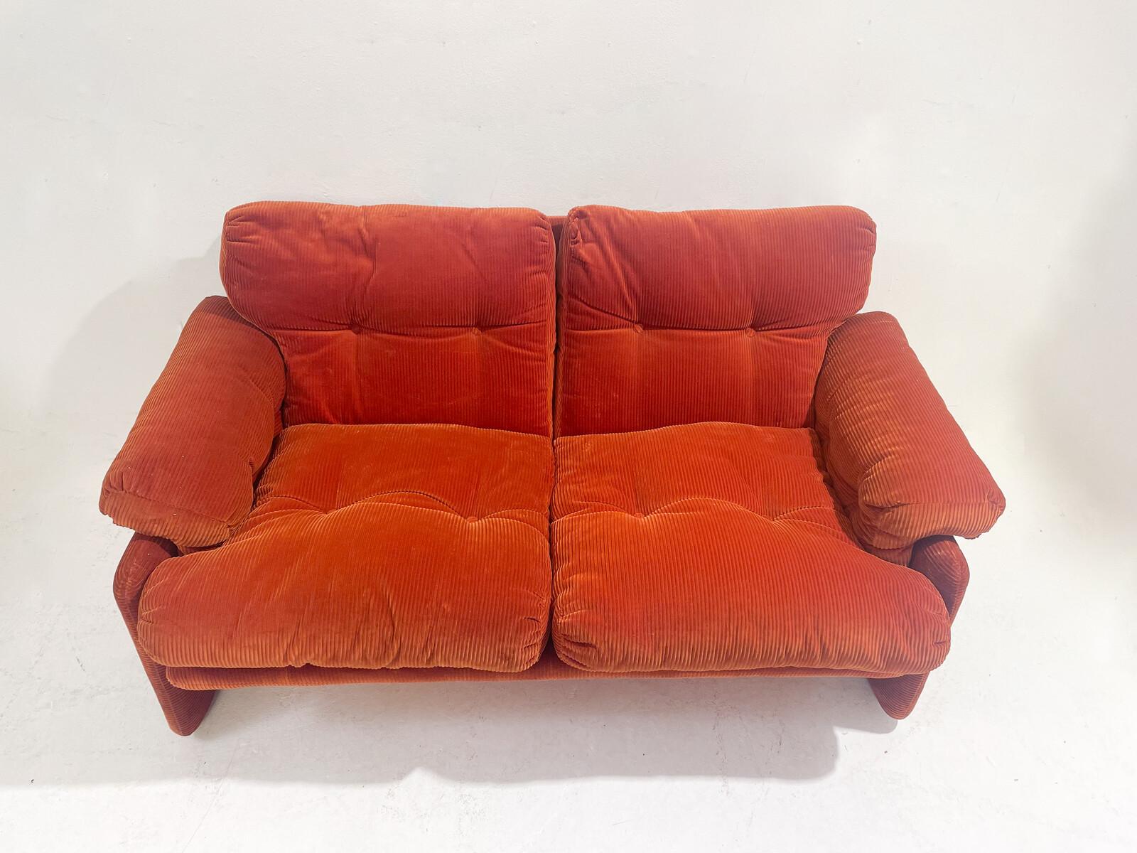 Italian Orange Coronado Two-Seat Sofa by Tobia Scarpa for C&B Italia, Italy, 1960S
