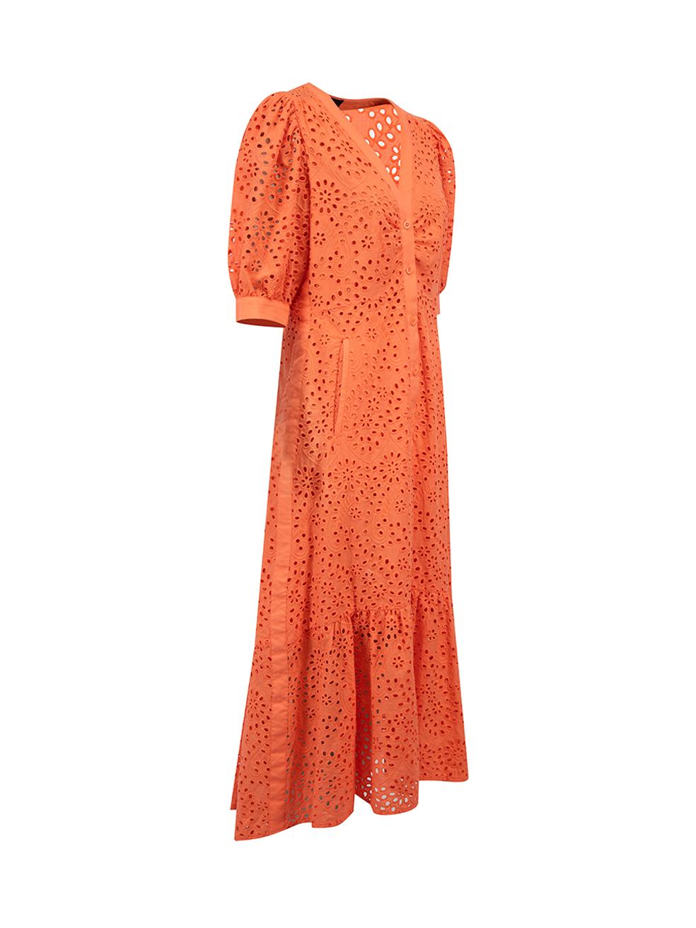 CONDITION is Very good. Hardly any visible wear to dress is evident on this used ME+EM designer resale item.



Details


Orange

Cotton

Midi dress

Floral broderie pattern

Short sleeved

V-neckline

Button up fastening

2x Side pockets 





Made
