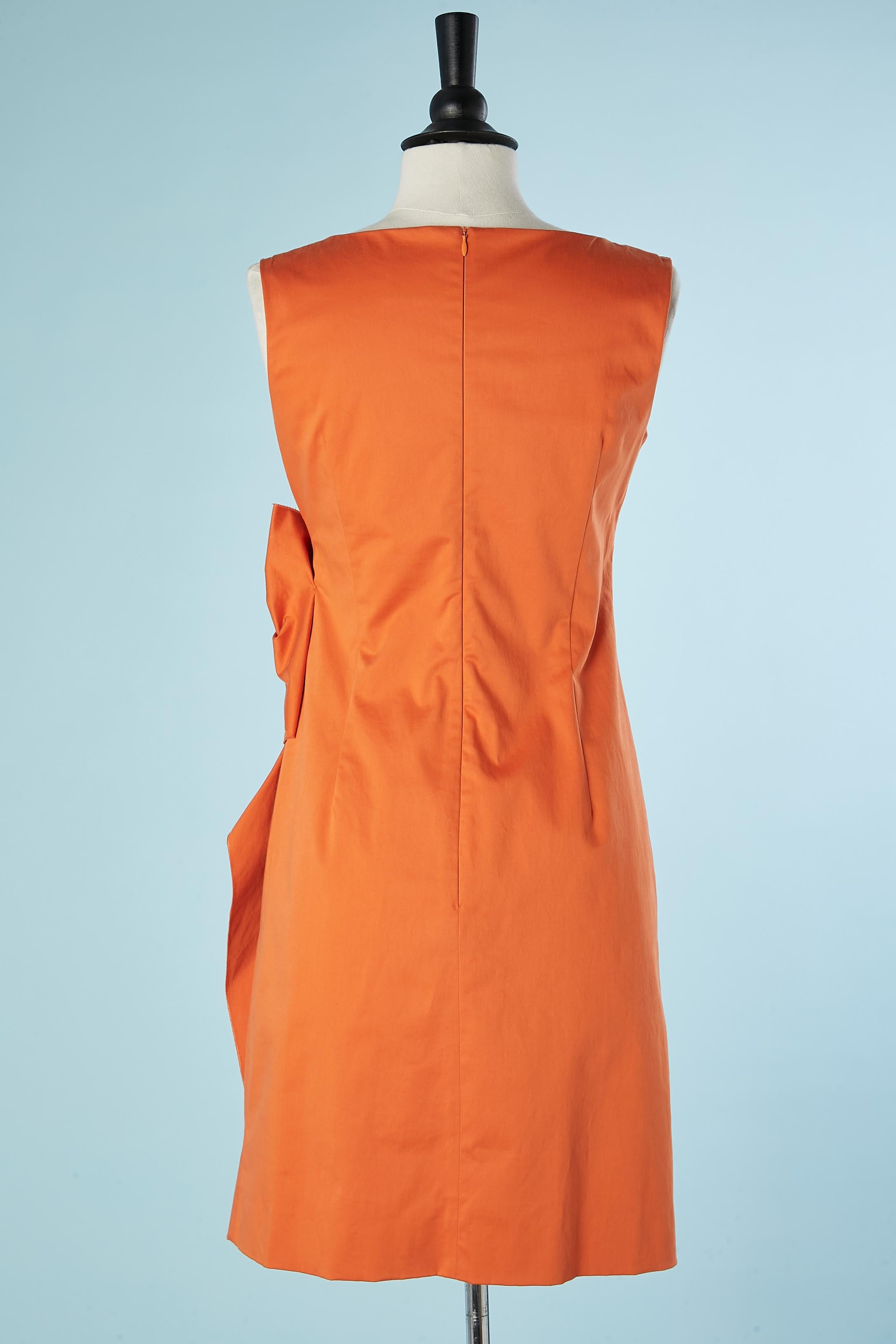 Orange cotton cocktail dress with bow RED Valentino  For Sale 1