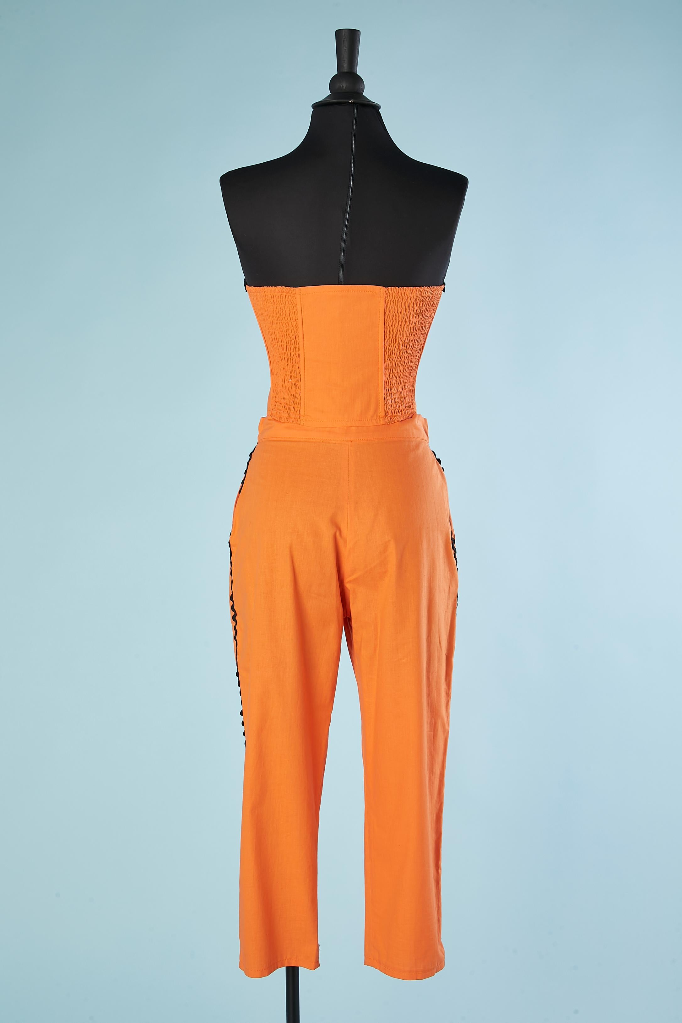 Orange cotton ensemble (boléro, bustier and trouser)  In Excellent Condition For Sale In Saint-Ouen-Sur-Seine, FR