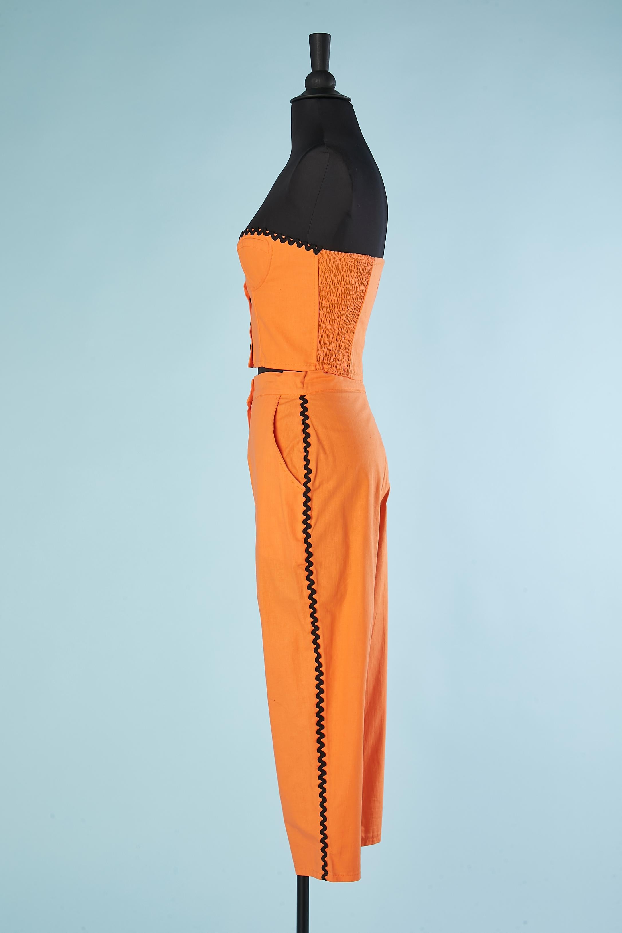 Women's Orange cotton ensemble (boléro, bustier and trouser)  For Sale