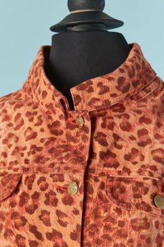 Orange cotton jacket with animal print and embroideries BLUMARINE