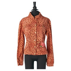 Orange cotton jacket with animal print and embroideries BLUMARINE