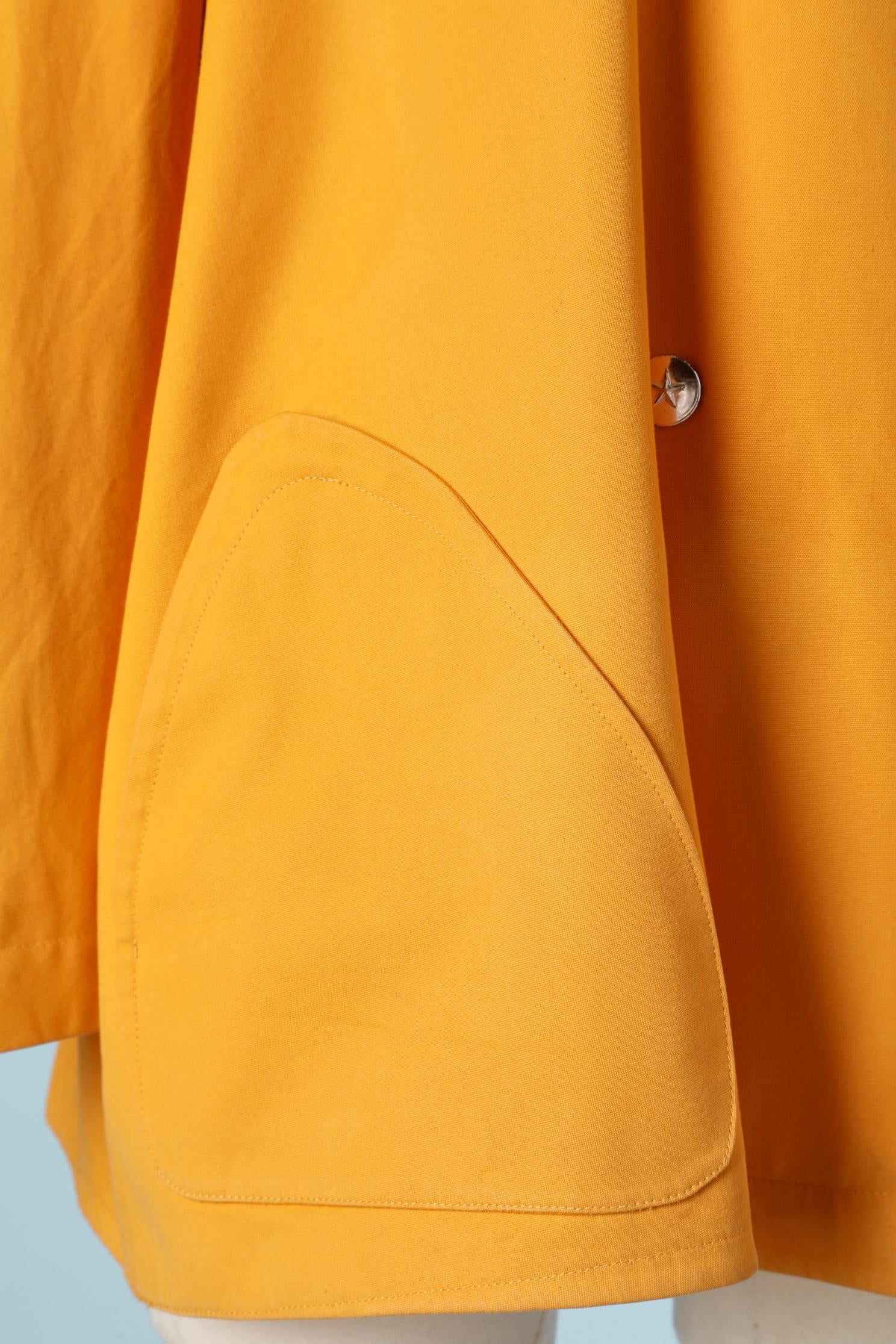 Orange cotton peacoat double-breasted Thierry Mugler  In Excellent Condition For Sale In Saint-Ouen-Sur-Seine, FR