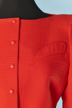 Orange cotton Piqué skirt-suit with belt THIERRY MUGLER