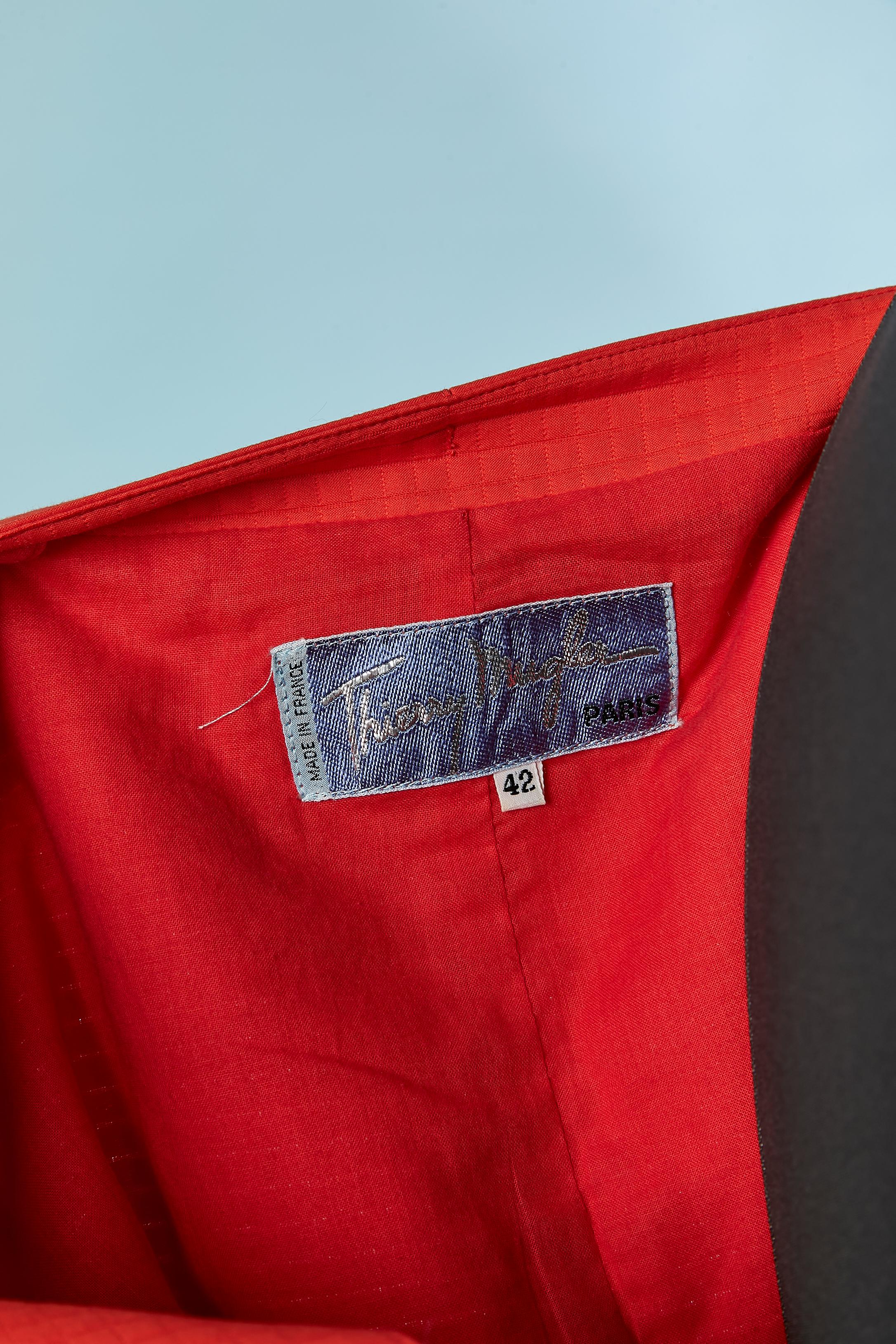 Combinaison jupe en coton piqué orange avec ceinture THIERRY MUGLER en vente 4