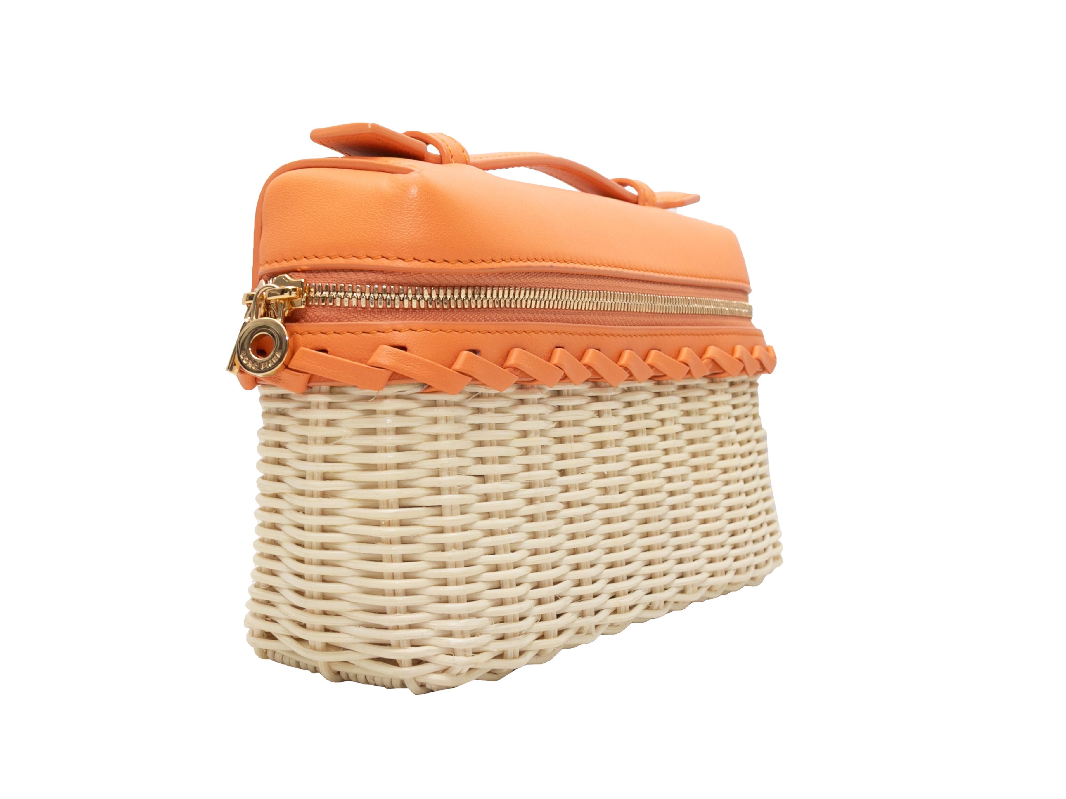 Orange & Cream Loro Piana Wicker & Leather L19 Bag In Good Condition In New York, NY