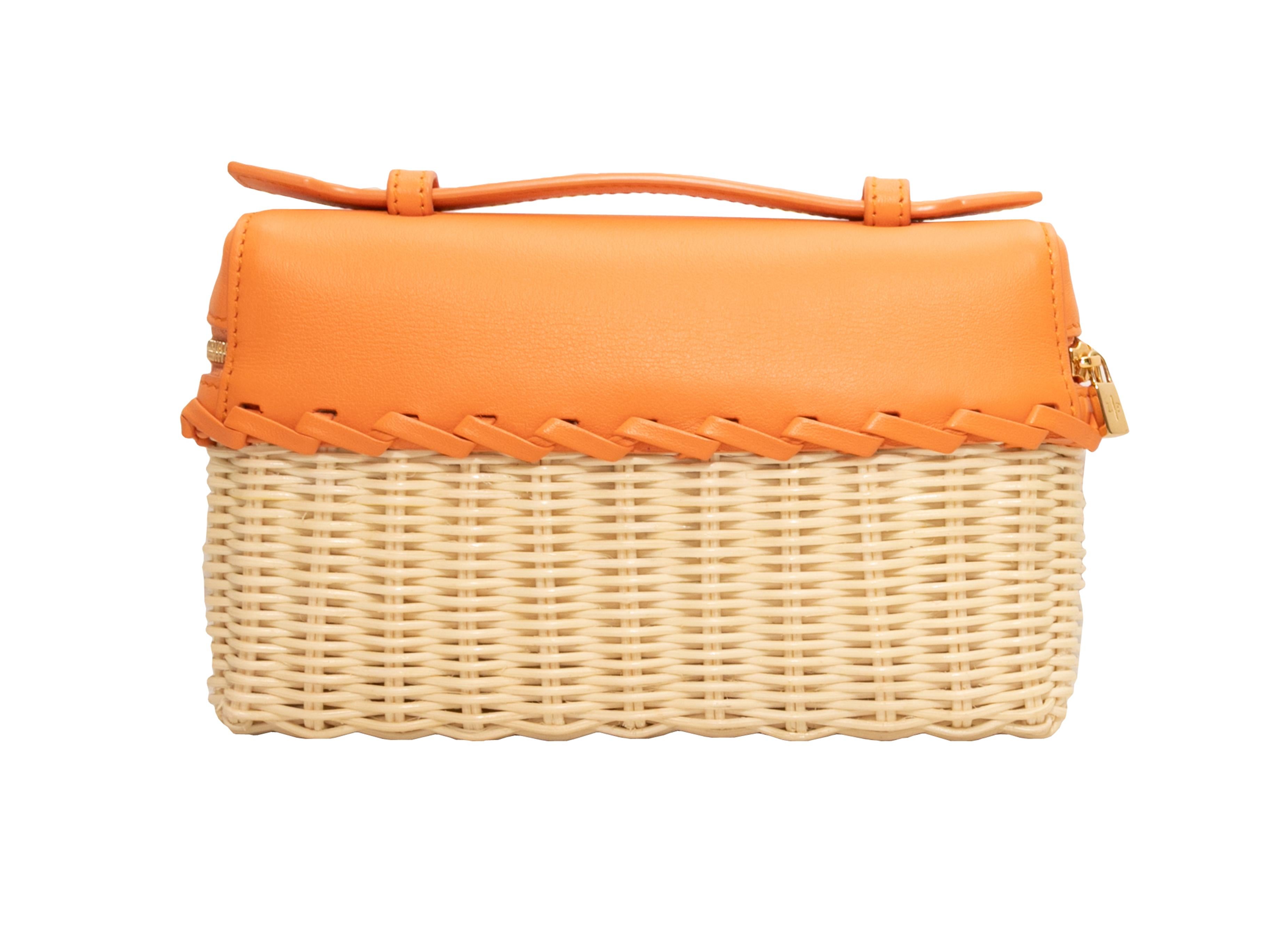 Women's or Men's Orange & Cream Loro Piana Wicker & Leather L19 Bag