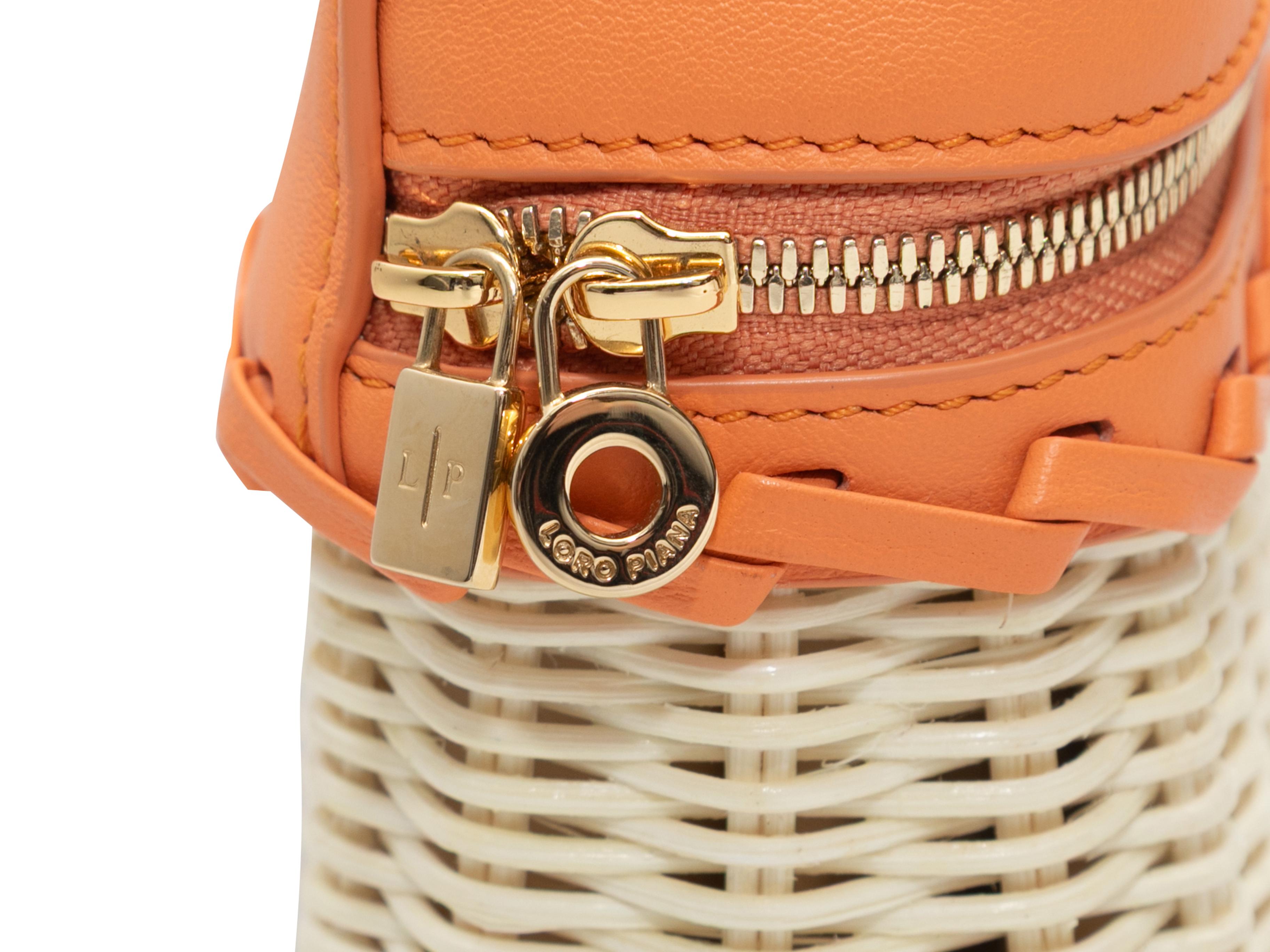 Orange & Cream Loro Piana Wicker & Leather L19 Bag 3