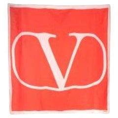 orange & cream Vlogo silk twill square scarf 140