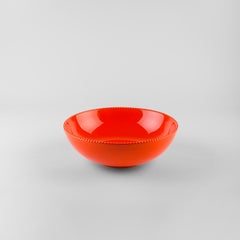 Orange crenellated plates: Soup, holder, side plate for 4 Handmade in Italy 2024