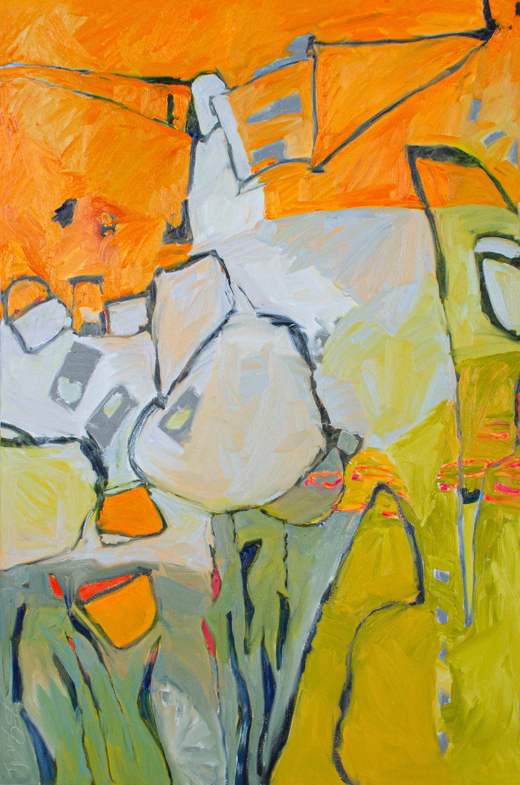 Wall art, painting decor
Beth Gandy 
Orange Crush - Oil on Canvas
Measures: 72 x 48
$7,800.
In my organic, contemporary, vintage and mid-century modern aesthetic.