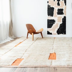 NARANJA Alfombra bereber grande de lana Diseño contemporáneo minimalista moderno tejida a mano