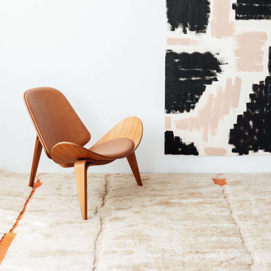 XXI secolo e contemporaneo TAPPETO ARANCIONE personalizzato in lana berbera Moderno tessuto a mano Grande Minimalista Contemporaneo in vendita