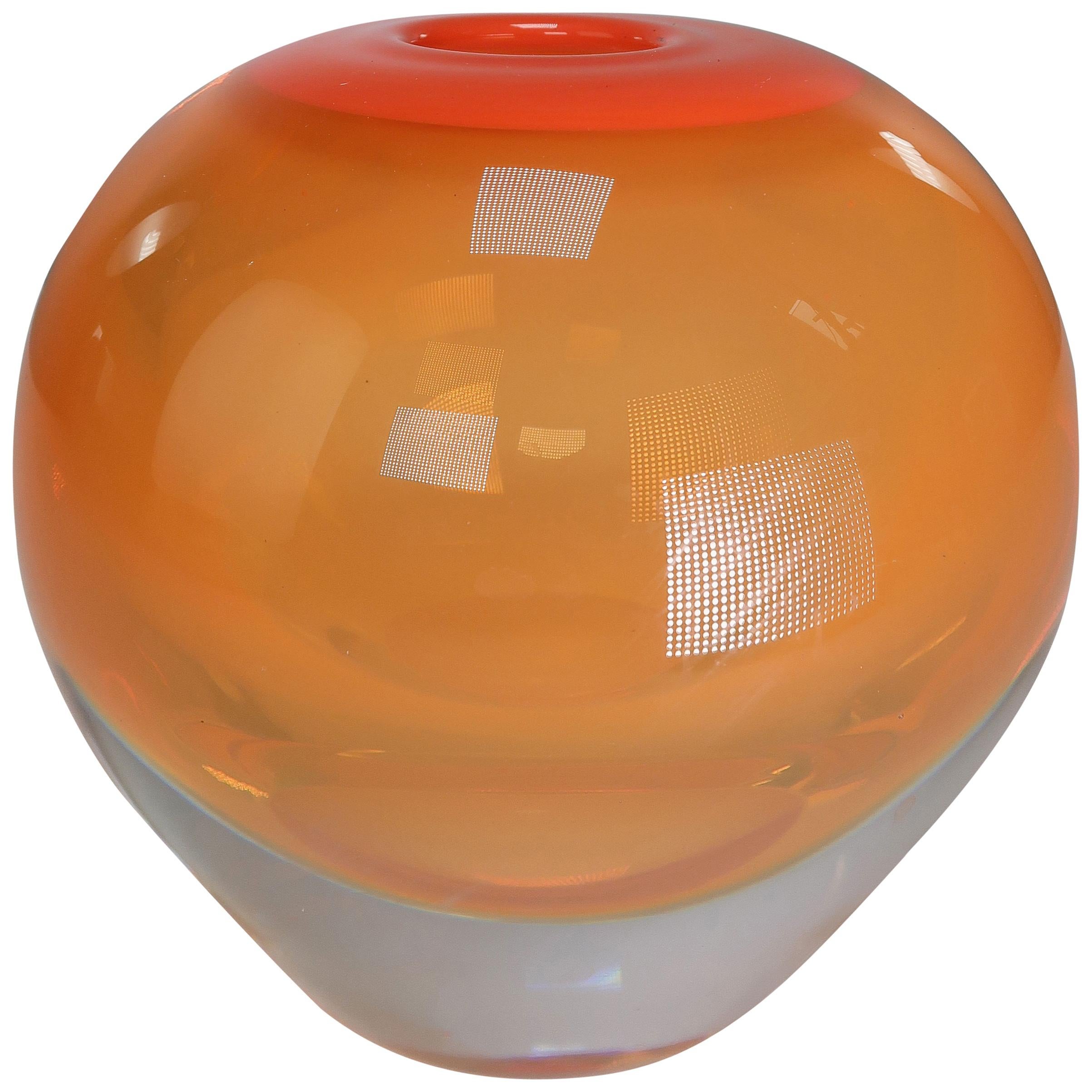 Orange Danish Modern Solid Art Glass Vase by Holmegaard, 1960s