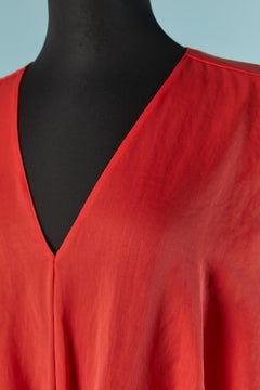 Orange day dress draped on the middle front CARVEN