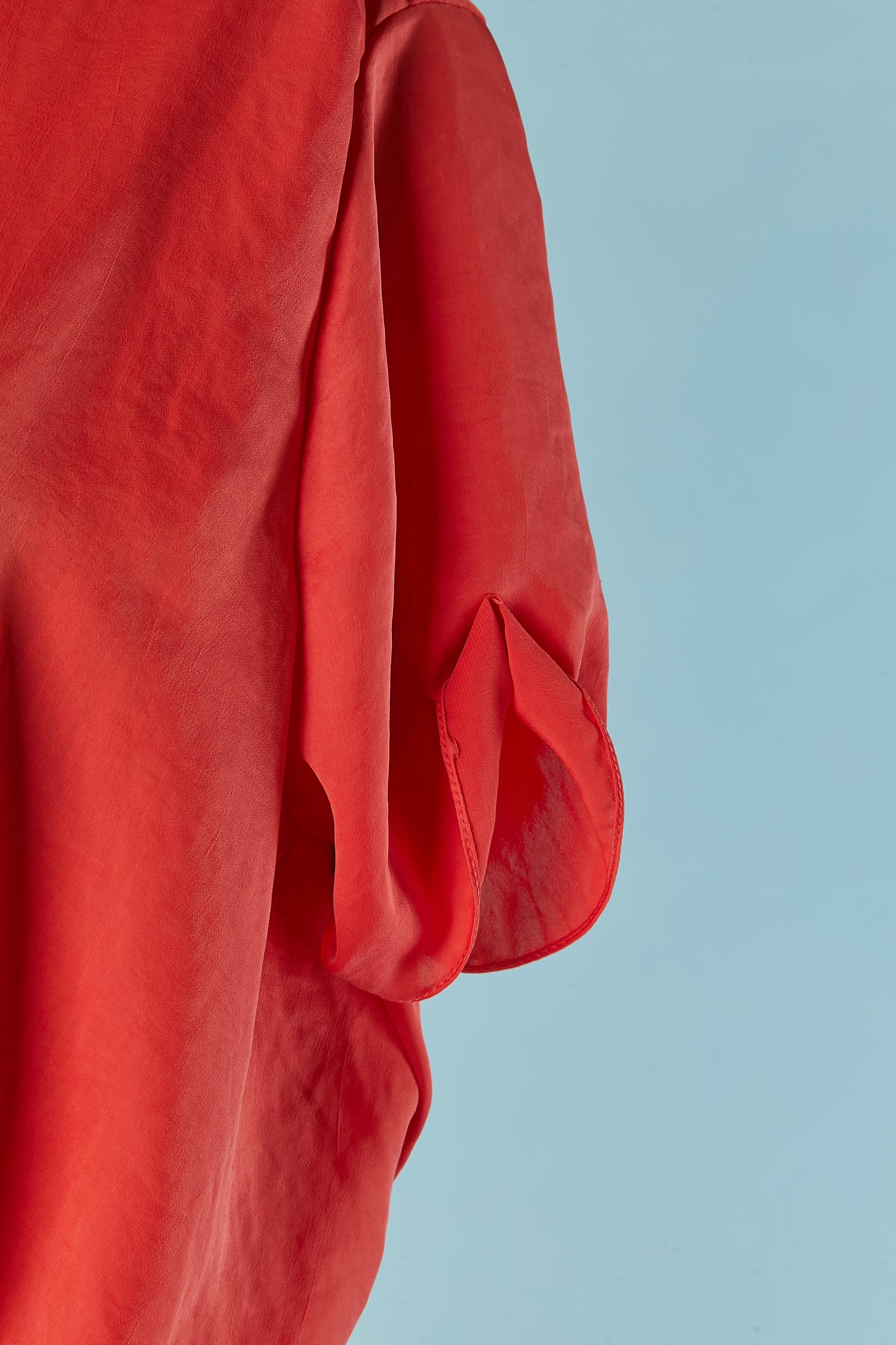 Orange day dress draped on the middle front CARVEN In Excellent Condition For Sale In Saint-Ouen-Sur-Seine, FR