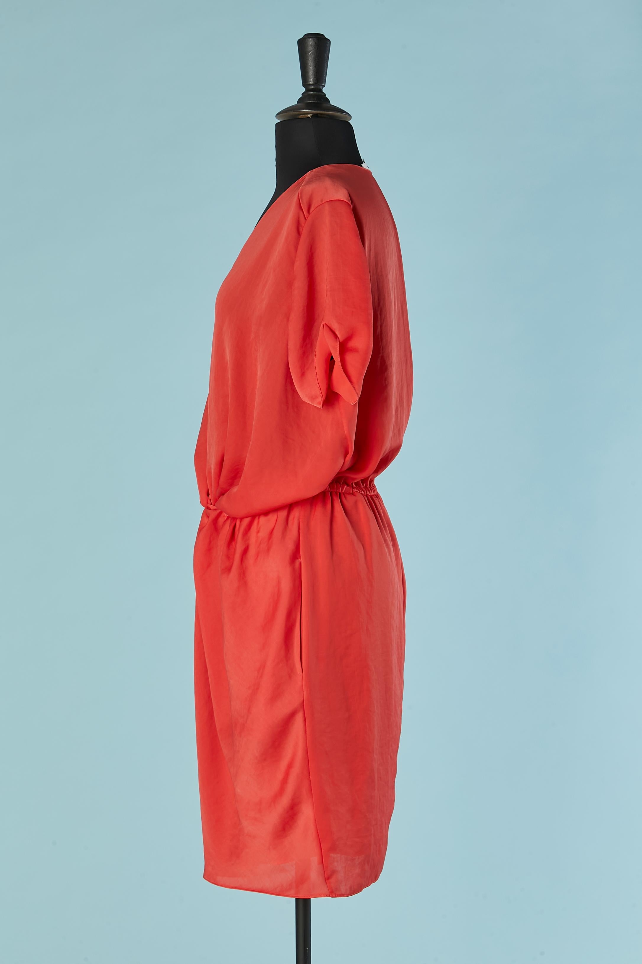 Women's Orange day dress draped on the middle front CARVEN For Sale