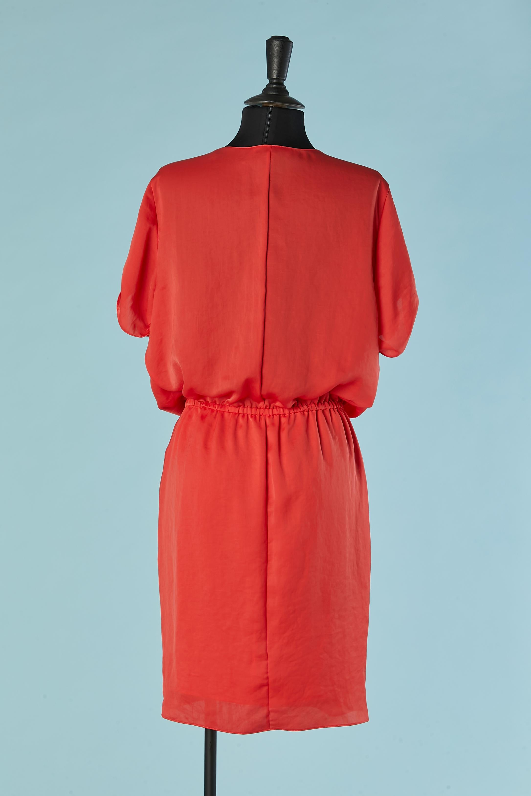 Orange day dress draped on the middle front CARVEN For Sale 1