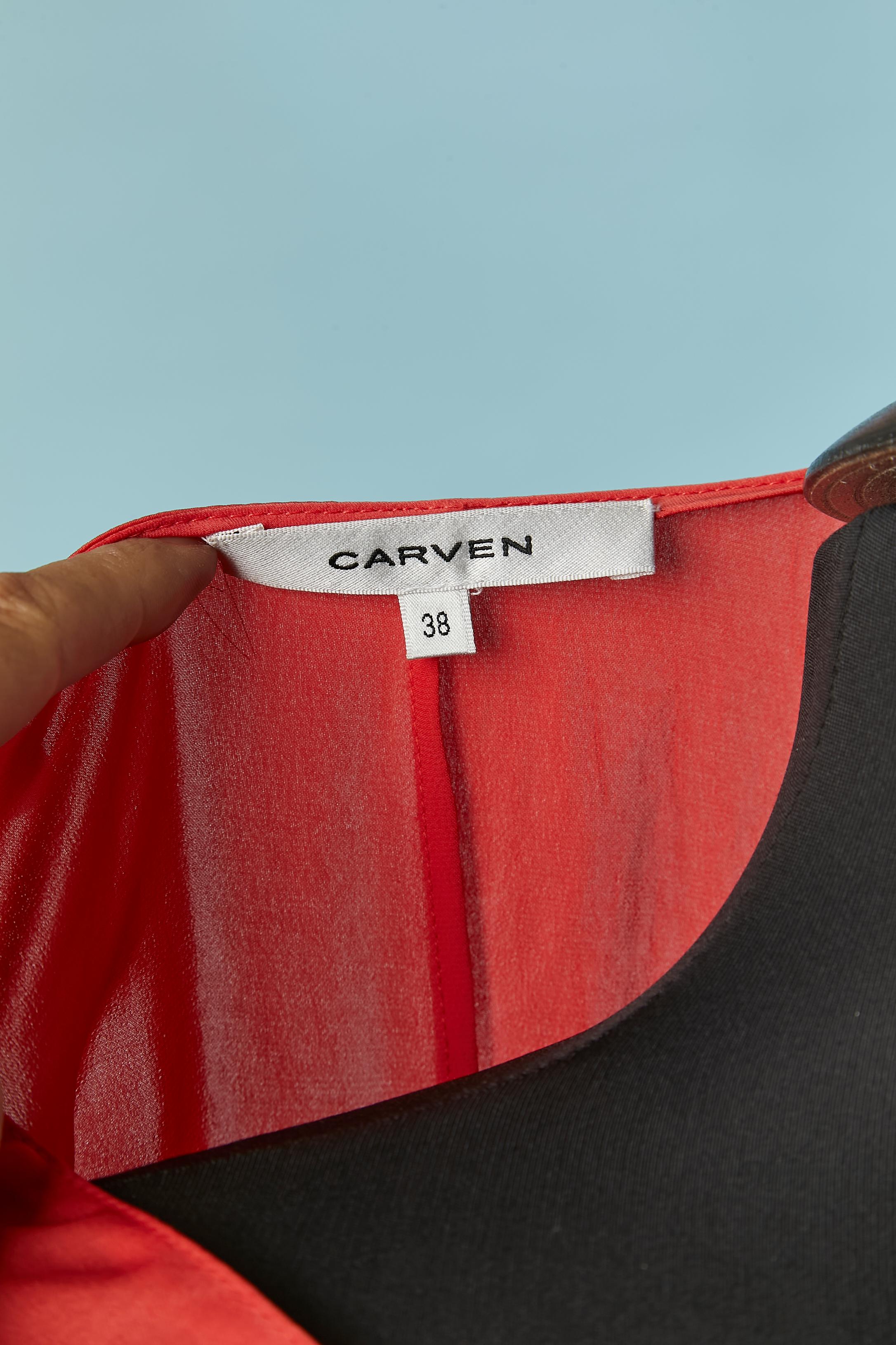 Orange day dress draped on the middle front CARVEN For Sale 2