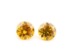 Orange Diamond - Pair Of 1.18ct Natural Loose Fancy Intense Orange Yellow GIA SI