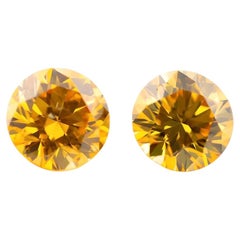 Orange Diamond - Pair Of 1.18ct Natural Loose Fancy Intense Orange Yellow GIA SI