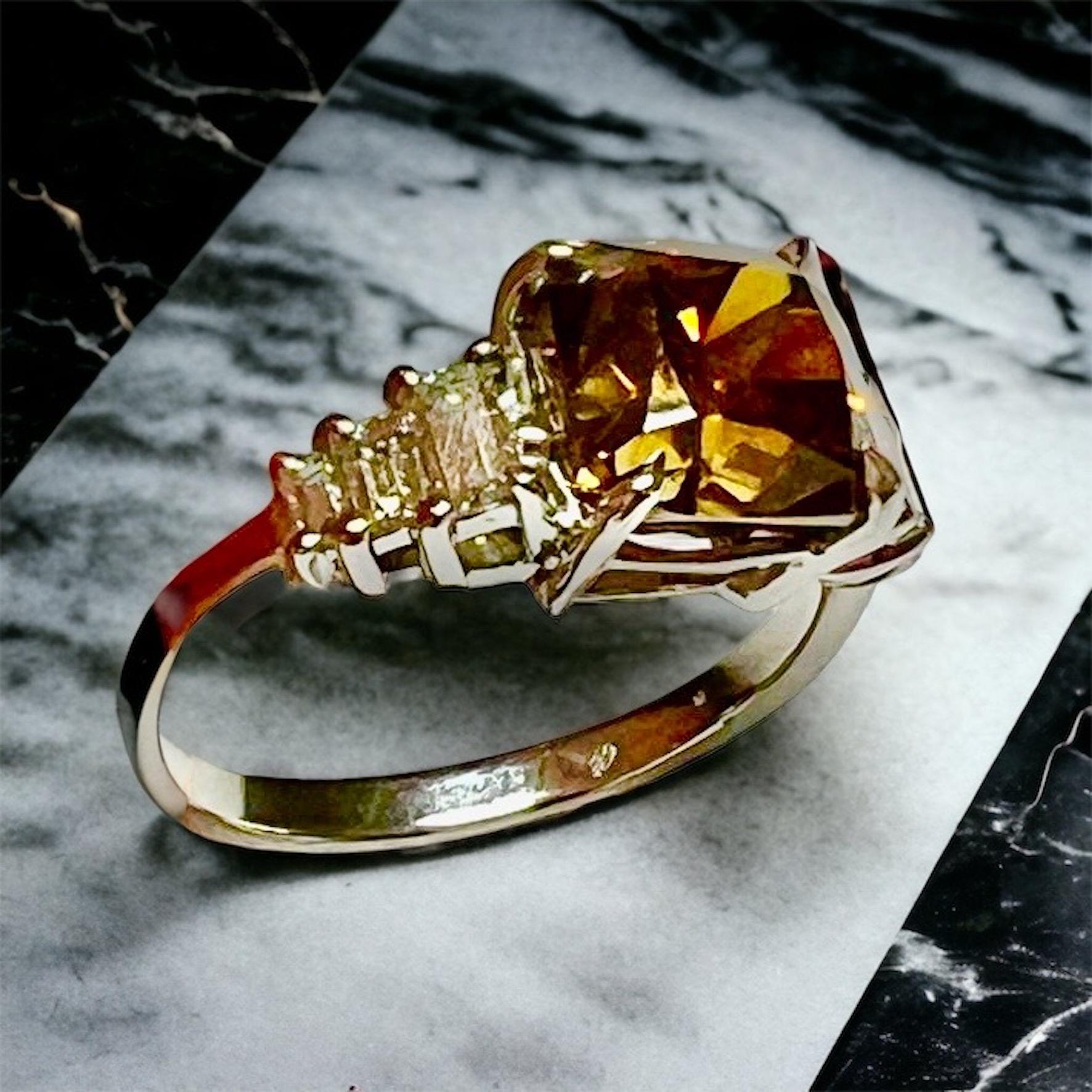 Dieser außergewöhnliche zertifizierte Ring NEW !  bestehend aus einem herrlichen Fancy-Deep-Orange-Diamanten von 4,02 Karat, zertifiziert IGI 2023, aus 18 Karat Weißgold.  Die harmonische Struktur mit 2 natürlichen weißen Diamanten montiert. Stil