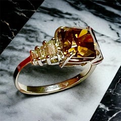 Bague en diamant orange 4,02 carats taille coussin avec 6 diamants avec certificat ! NEW