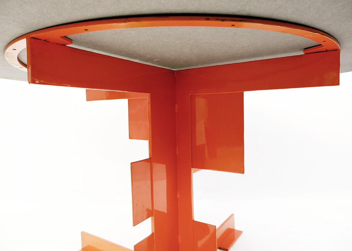 Mid-Century Modern Orange Dining Table by Azucena, Metal and Black Granite, Italy, 1980s For Sale