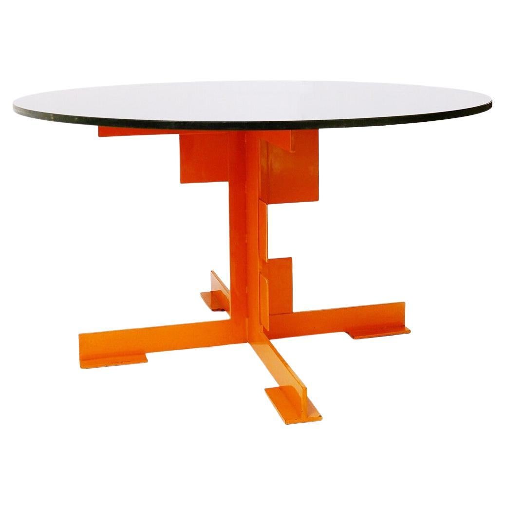 Orange Dining Table by Azucena, Metal and Black Granite, Italy, 1980s For Sale