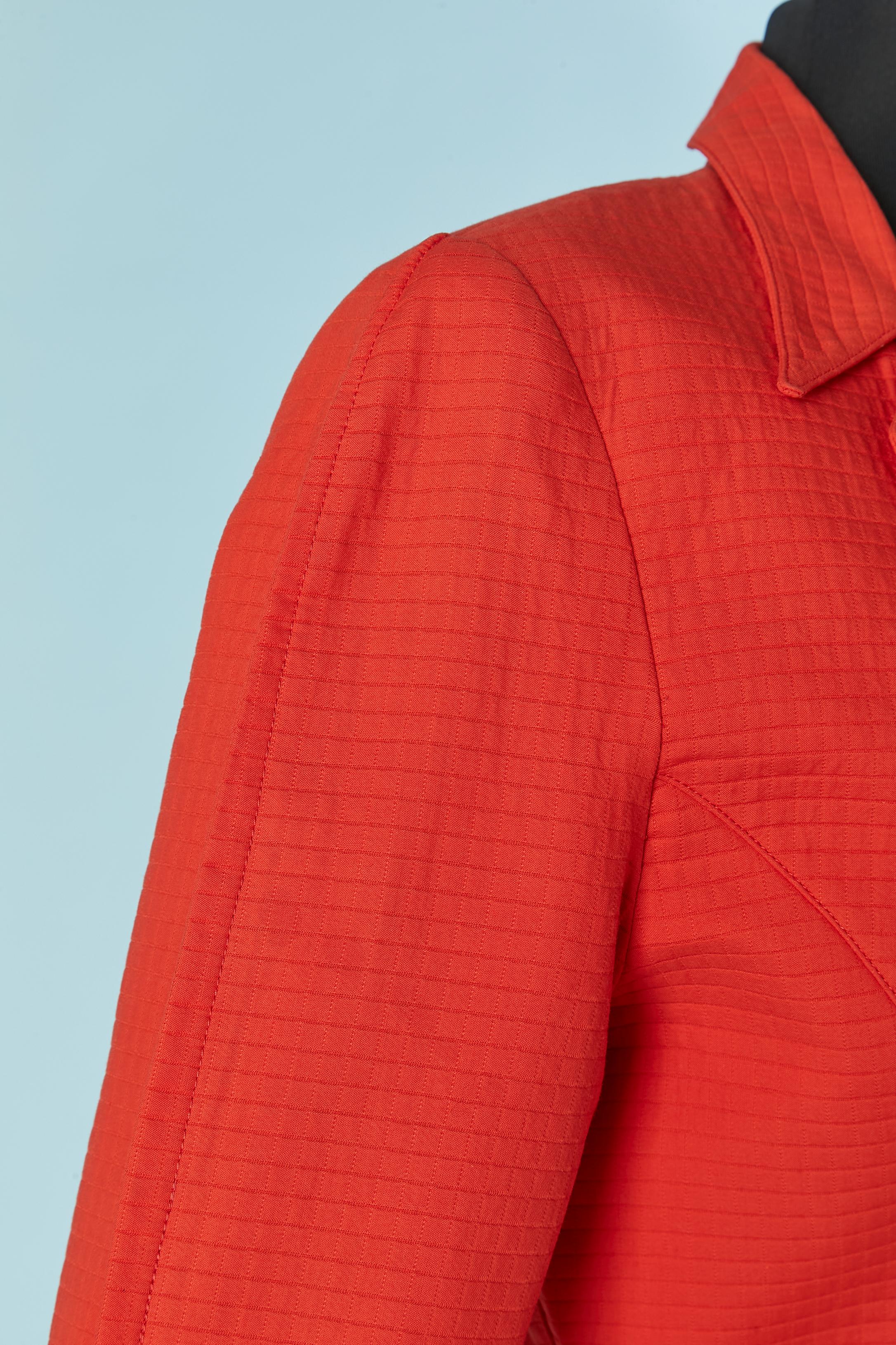 Chaqueta de piqué de algodón naranja de doble botonadura con corte de trabajo THIERRY MUGLER en Excelente estado para la venta en Saint-Ouen-Sur-Seine, FR