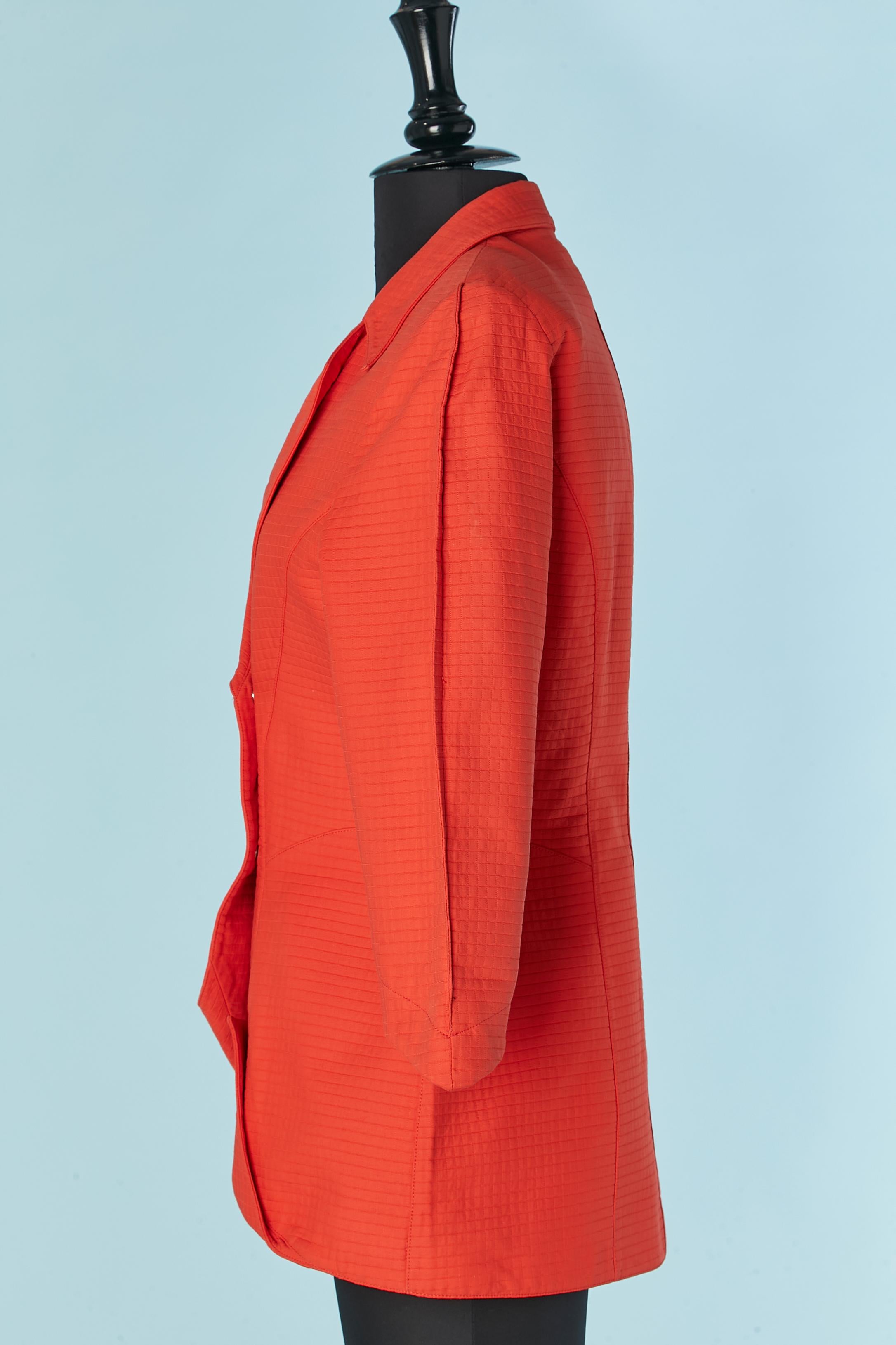 De las mujeres Chaqueta de piqué de algodón naranja de doble botonadura con corte de trabajo THIERRY MUGLER en venta