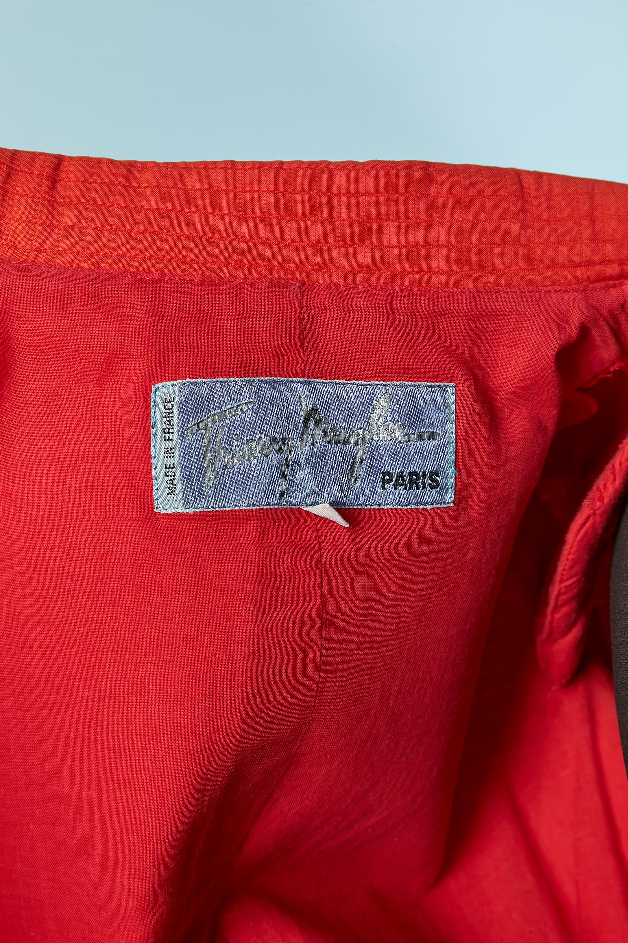 Chaqueta de piqué de algodón naranja de doble botonadura con corte de trabajo THIERRY MUGLER en venta 3