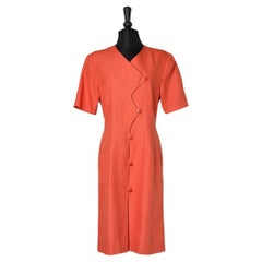 Abito doppiopetto arancione in lino con fronte asimmetrico Lanvin