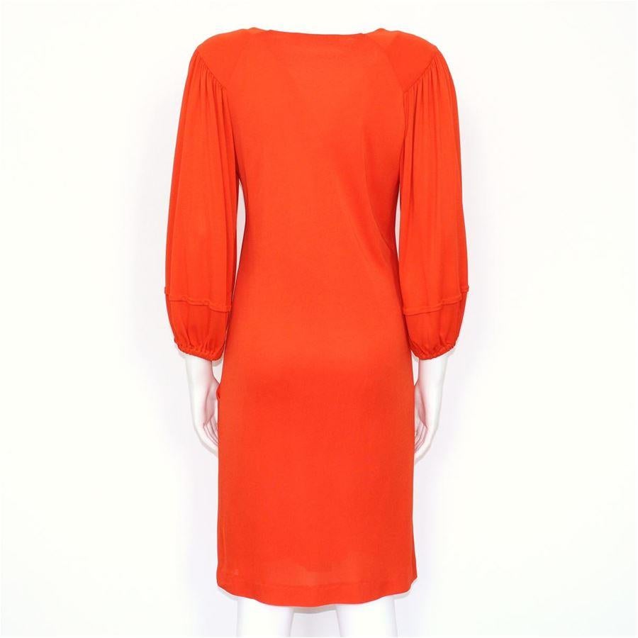 Viscose Plein orange color 3/4 Sleeve Two pockets Total lenght (shoulder/hem) cm 85 (33.4 inches)
