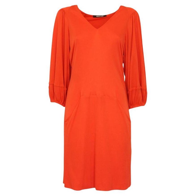 Roberto Cavalli Orange dress size 44 For Sale at 1stDibs