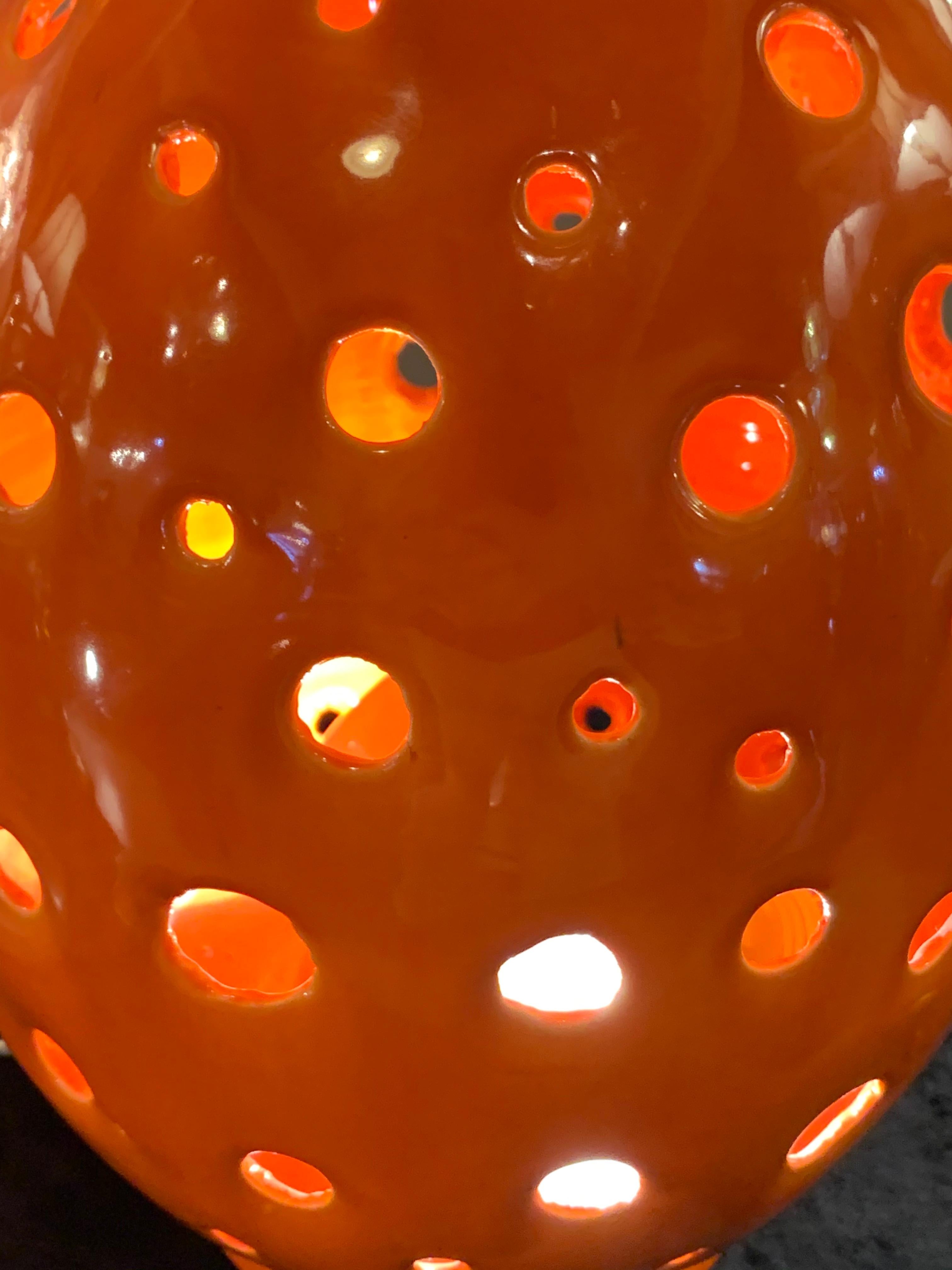 Modern Ceramic Table Lamp Handmade Egg Form in Orange  8