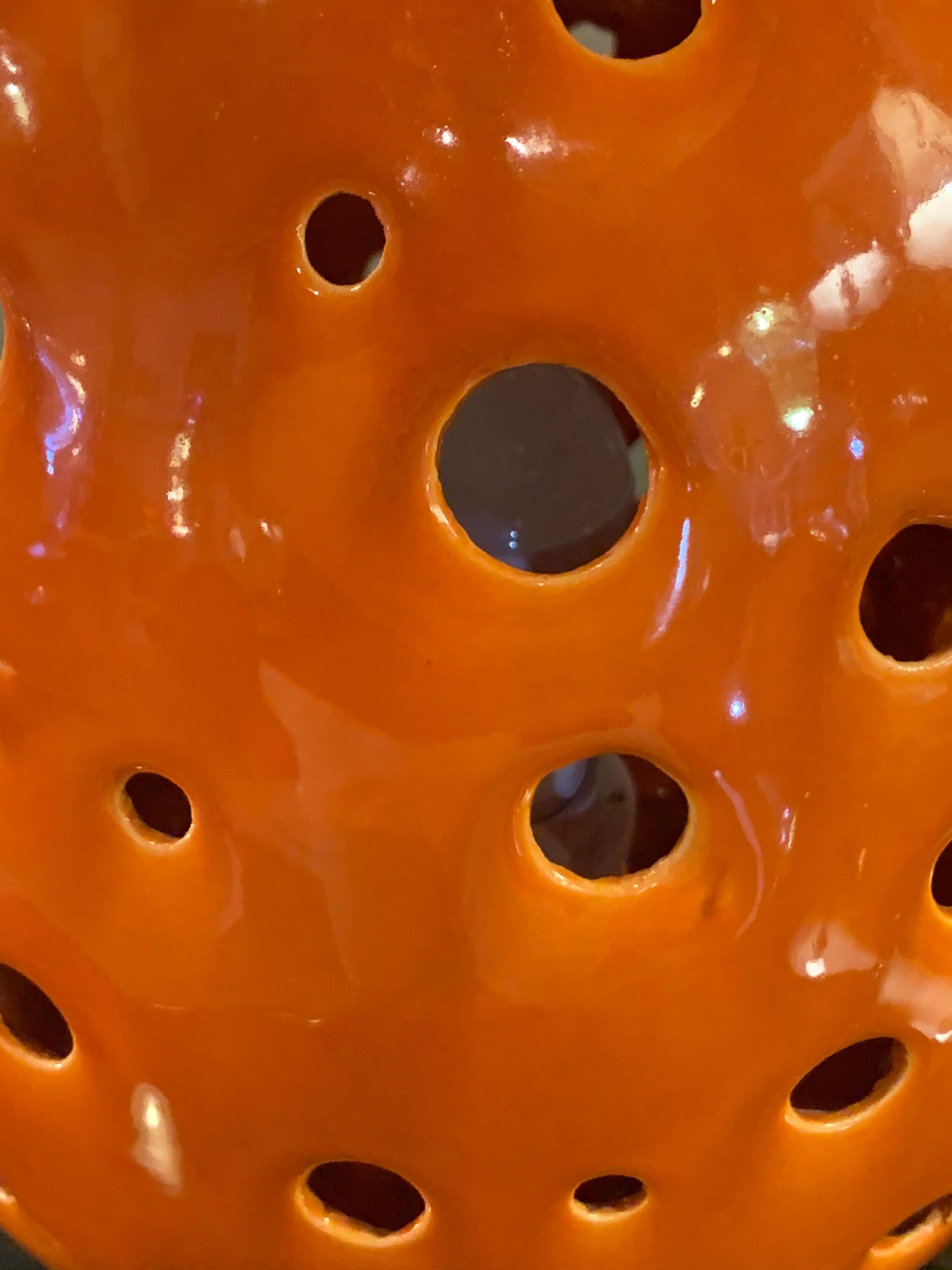 Modern Ceramic Table Lamp Handmade Egg Form in Orange  1
