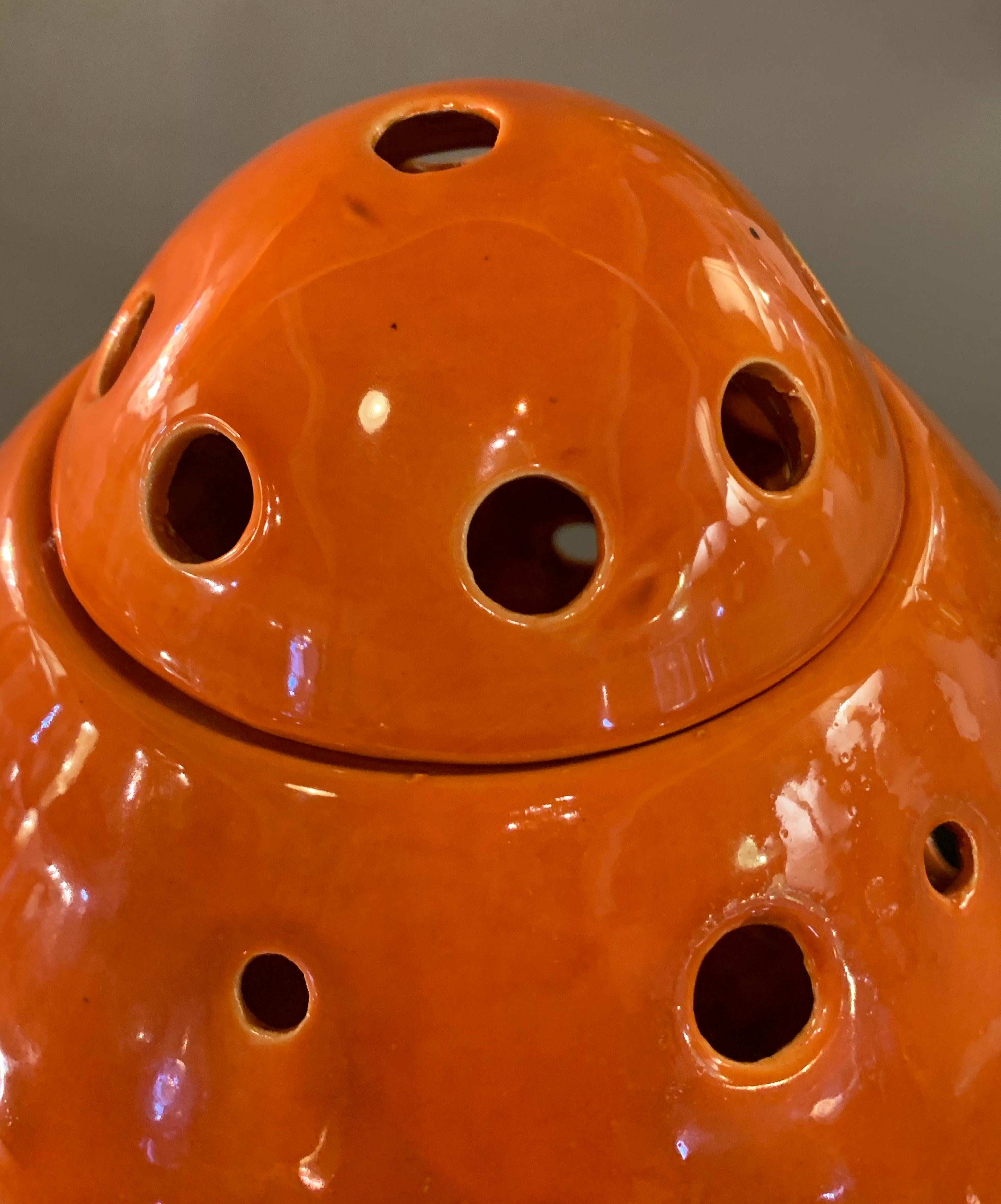 Modern Ceramic Table Lamp Handmade Egg Form in Orange  3