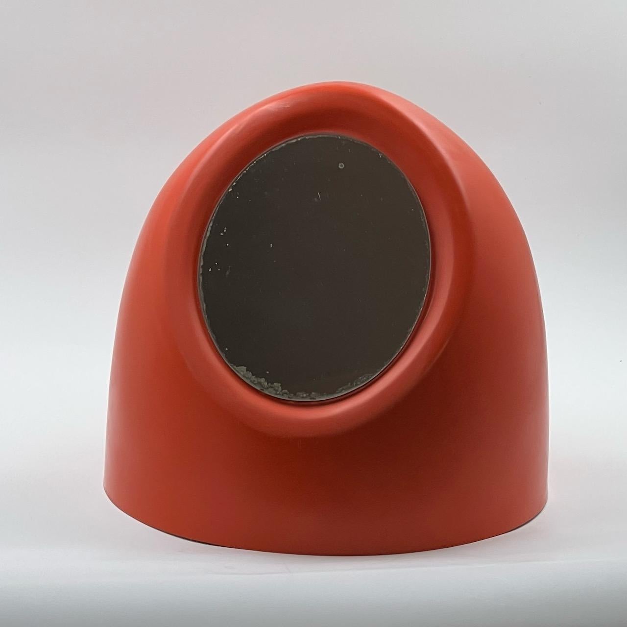 Orangefarbener Kunststoff-Tischspiegel „EGG“ von Cassina, Italien, 1970er Jahre 2