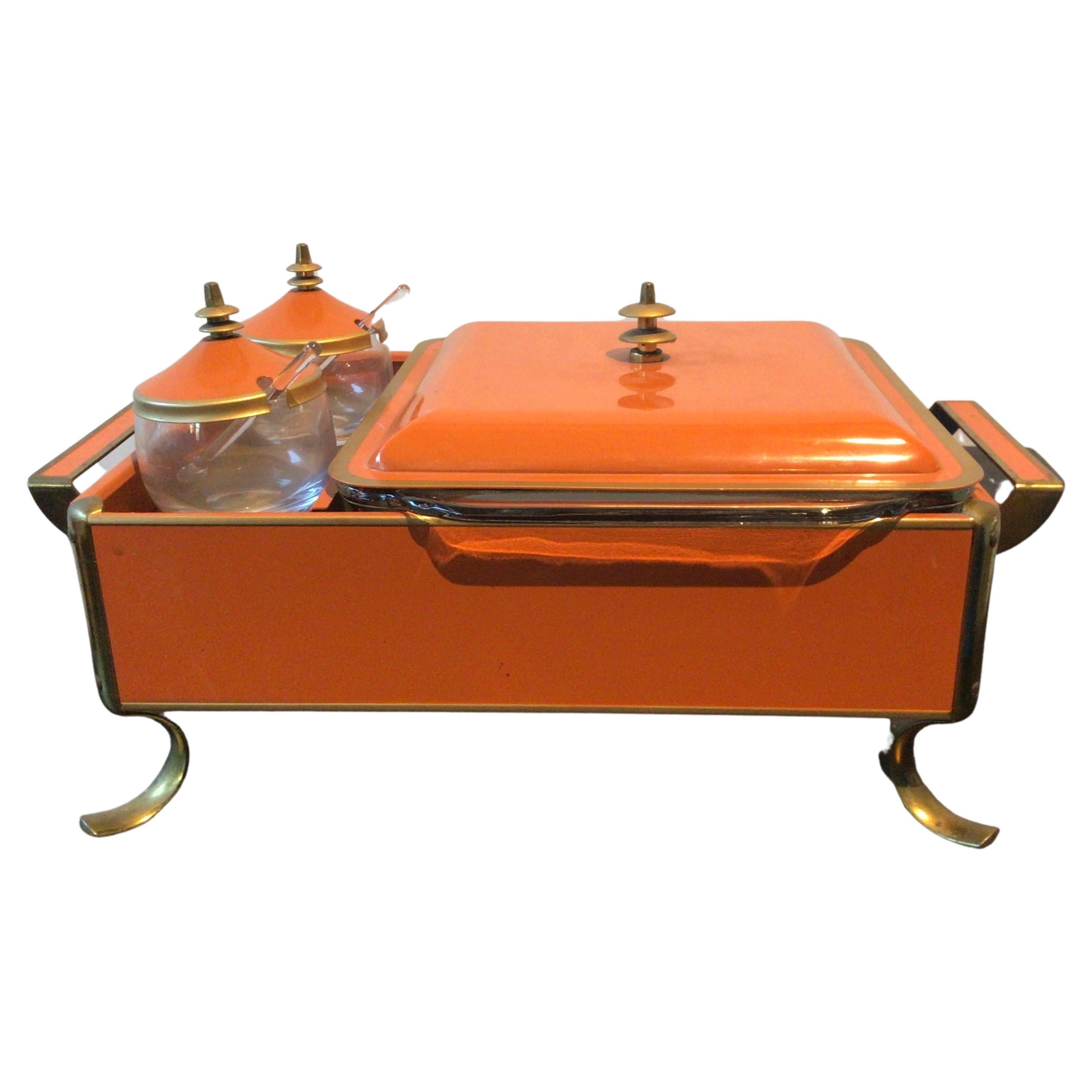 Orange Enamel Fire King Serving Dish