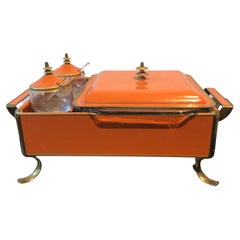 Vintage Orange Enamel Fire King Serving Dish