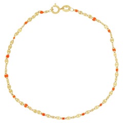 Bracelet paillettes en émail orange en or jaune 14K